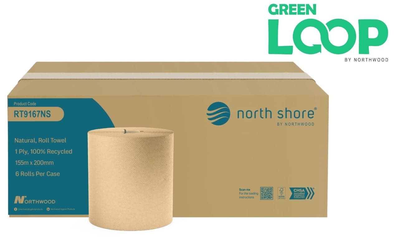 North Shore Natural Embossed Roll Towel 1 Ply RT9167NS