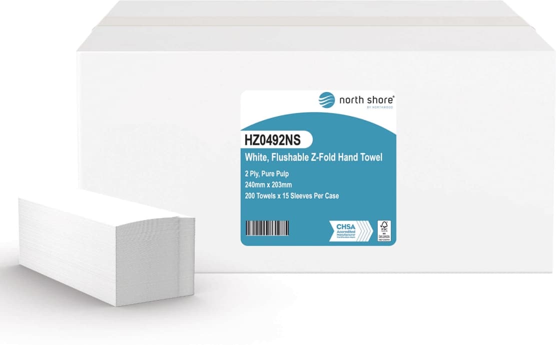 North Shore 2 Ply Z-Fold Hand Towel White Flight HZ0492NS