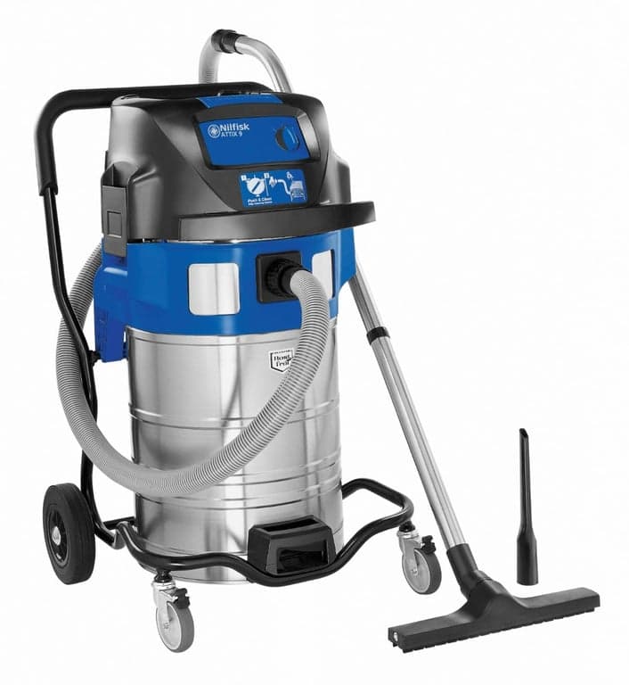 Nilfisk ATTIX 961 industrial wet and dry vacuum cleaner with stainless steel tank and accessories