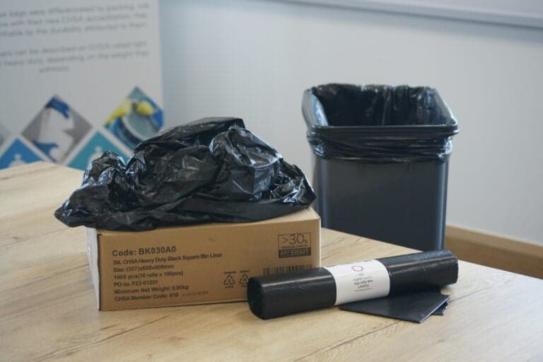 30L Black Square Bin Liner Heavy Duty CHSA